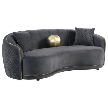 Dark Grey 5 Seat Upholstered Sofa Set for Living Room