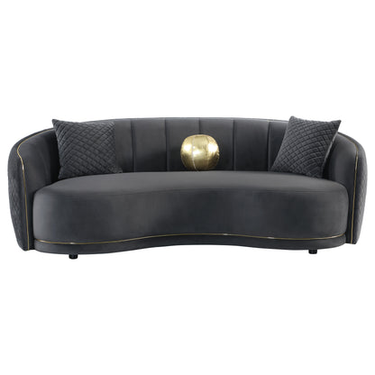 Dark Grey 5 Seat Upholstered Sofa Set for Living Room