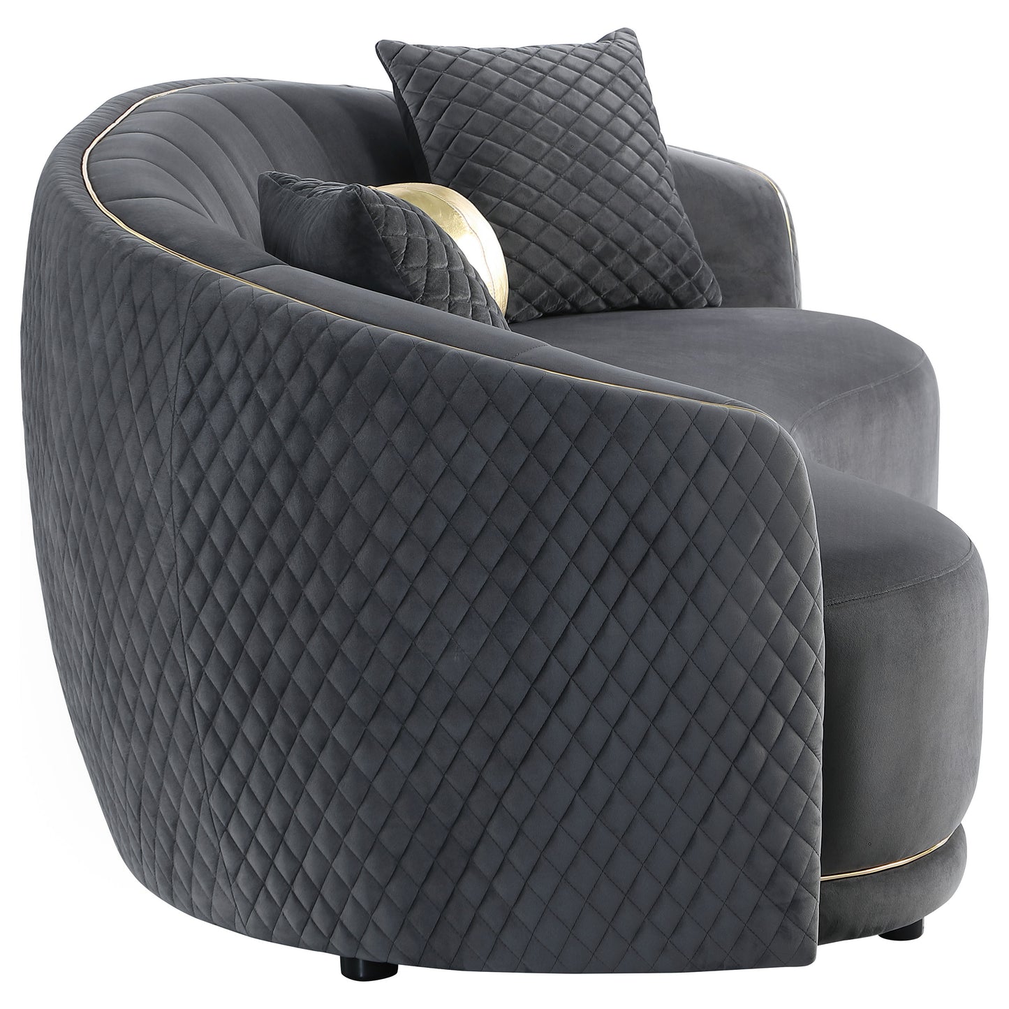 Dark Grey 5 Seat Upholstered Sofa Set for Living Room