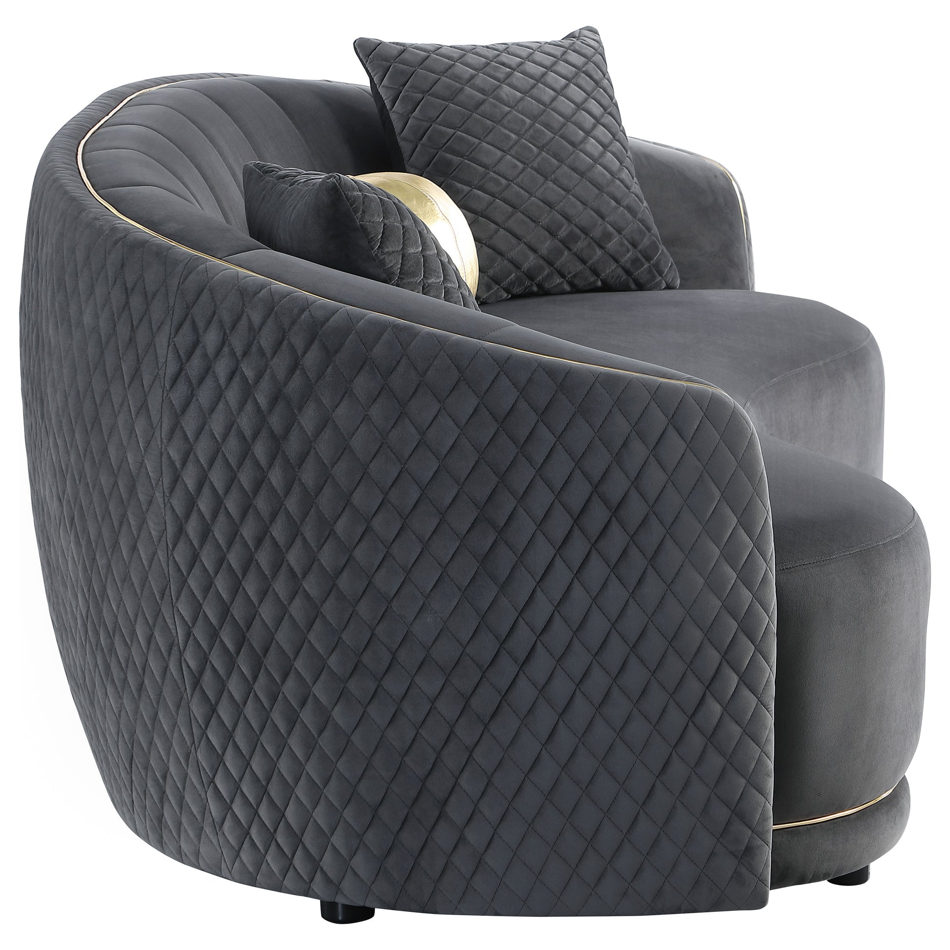 Dark Grey 5 Seat Upholstered Sofa Set for Living Room