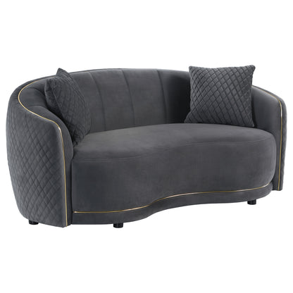 Dark Grey 5 Seat Upholstered Sofa Set for Living Room