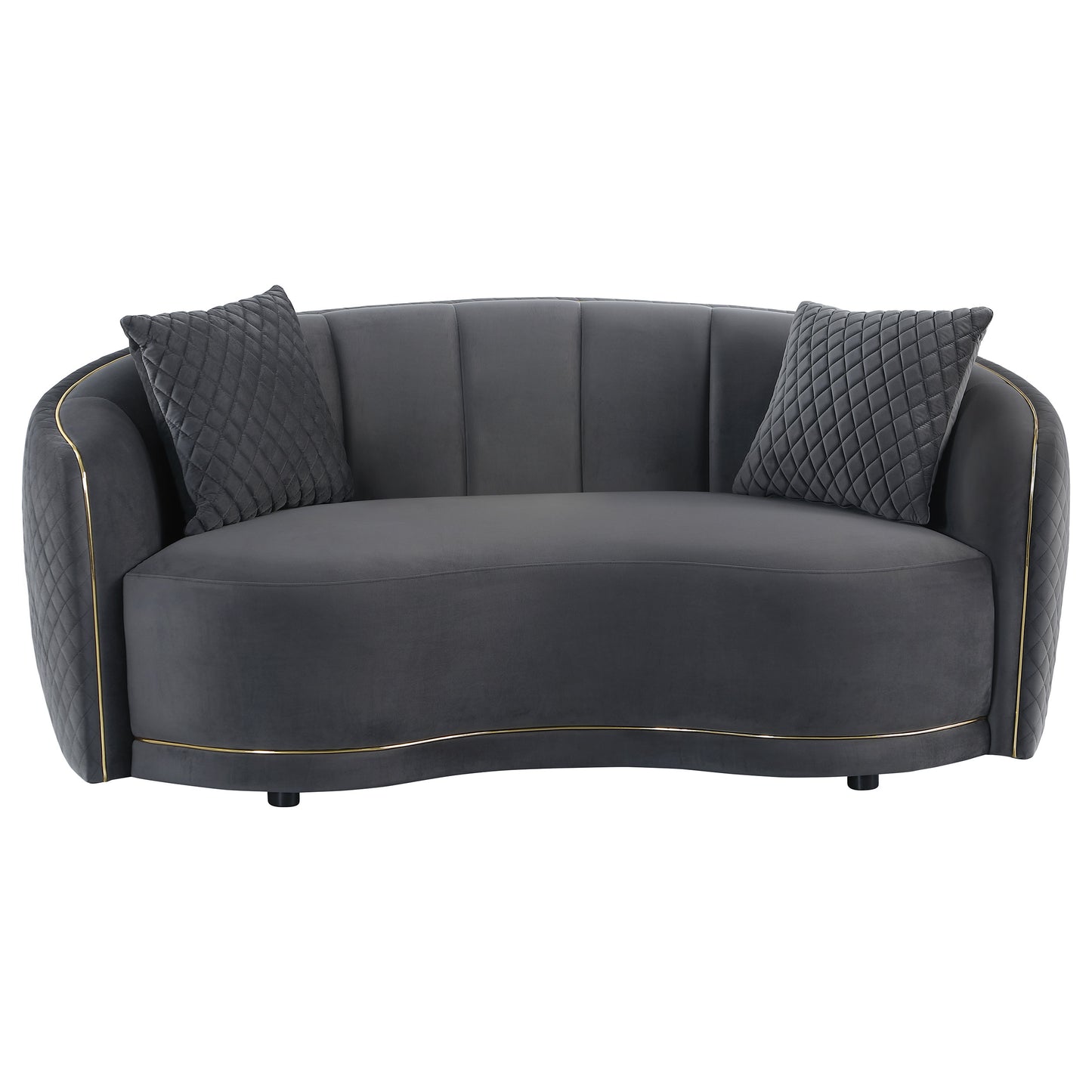 Dark Grey 5 Seat Upholstered Sofa Set for Living Room
