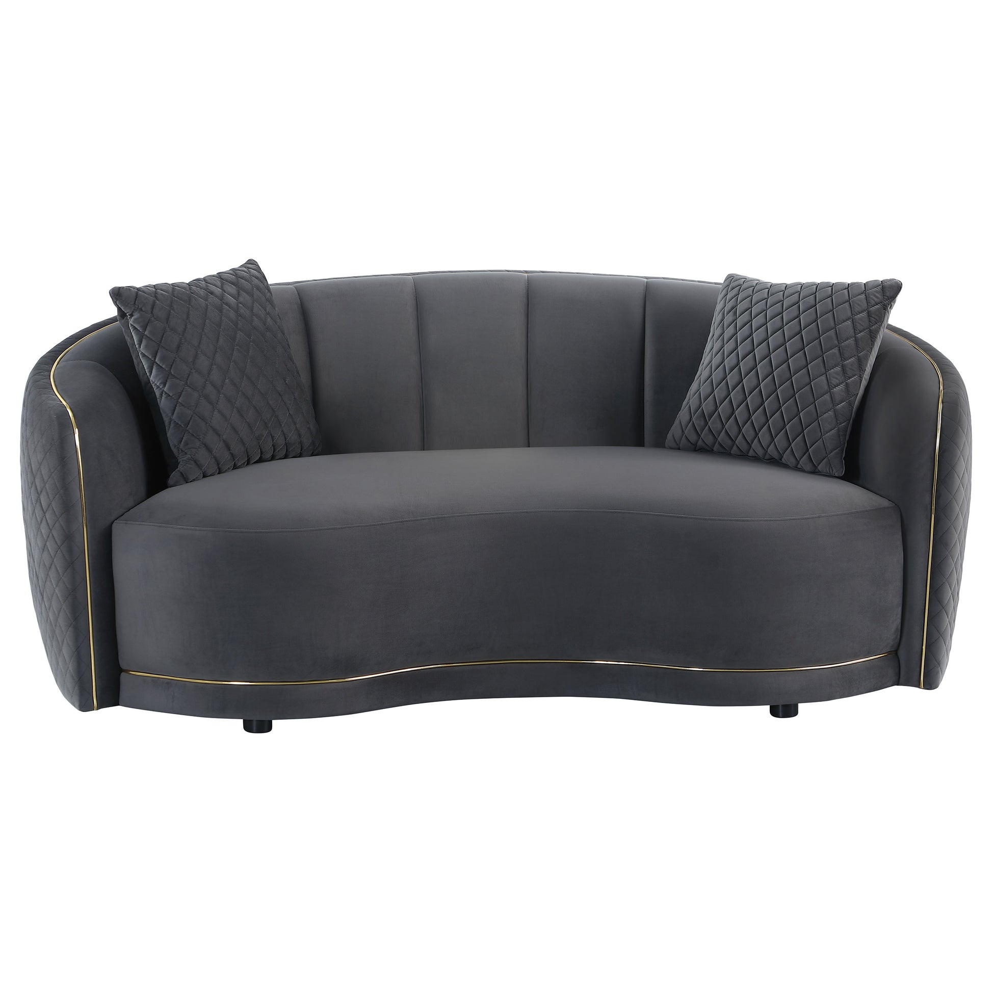Dark Grey 5 Seat Upholstered Sofa Set for Living Room