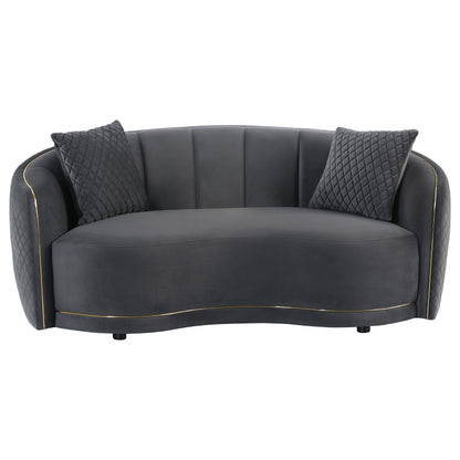 Dark Grey 5 Seat Upholstered Sofa Set for Living Room