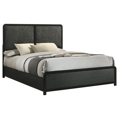 King Size Black Wood Upholstered Bed Frame for Bedroom