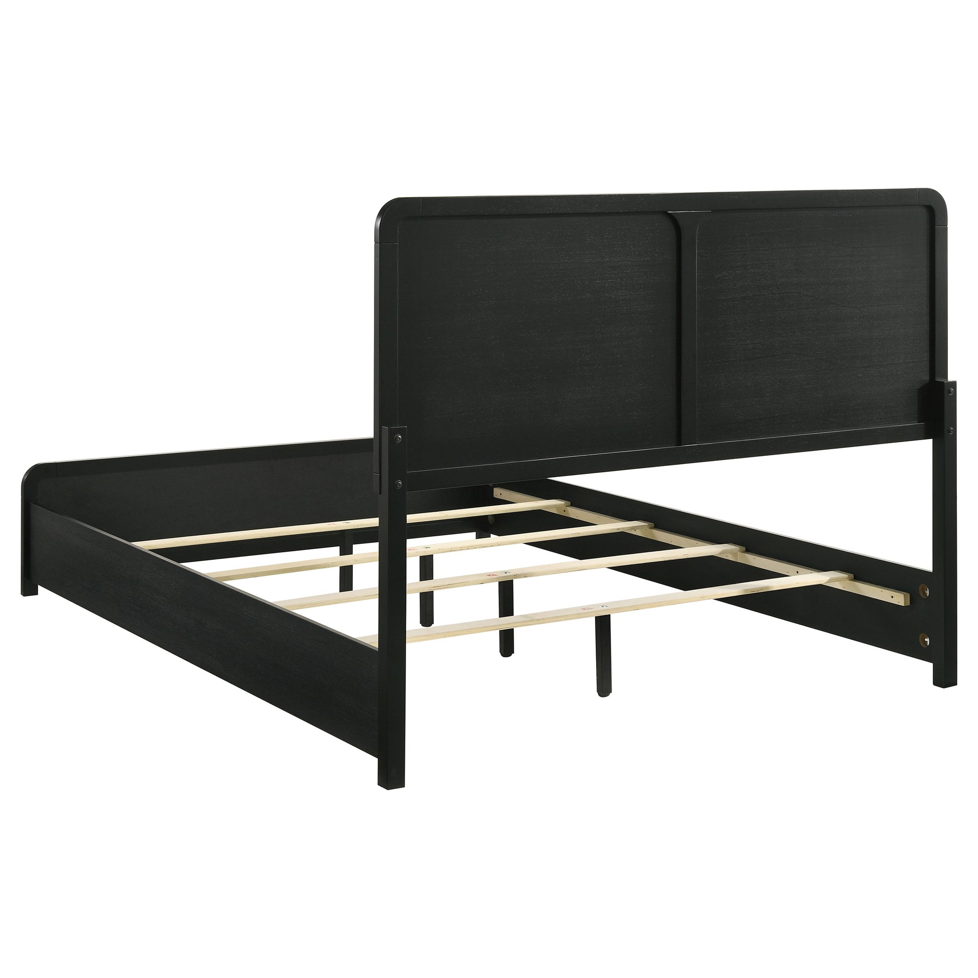 King Size Black Wood Upholstered Bed Frame for Bedroom