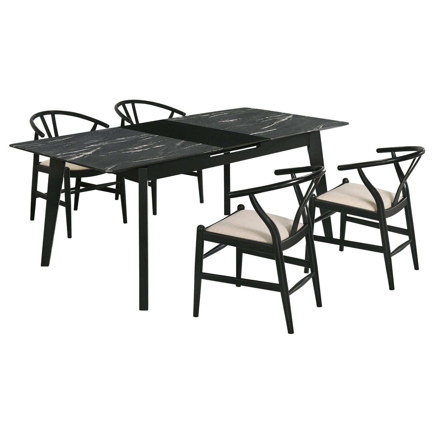 Spivey Black 5-piece Extension Leaf Dining Table Set