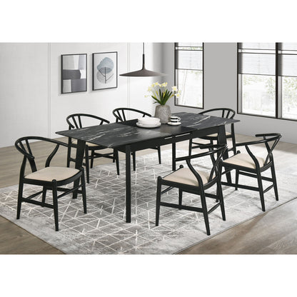 Spivey Black 7-piece Extension Leaf Dining Table Set