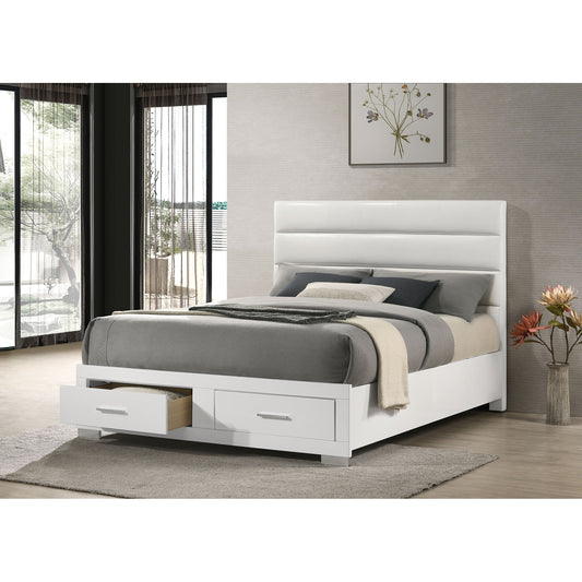 Dulcey White High Gloss Eastern King Storage Bed