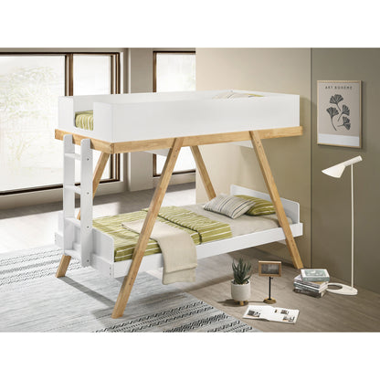 Crispin White Twin Over Twin Bunk Bed with Mattresses