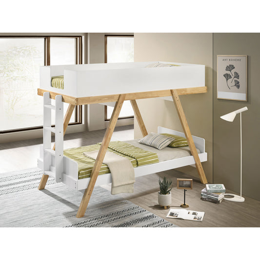 Crispin White Twin Over Twin Bunk Bed with Mattresses