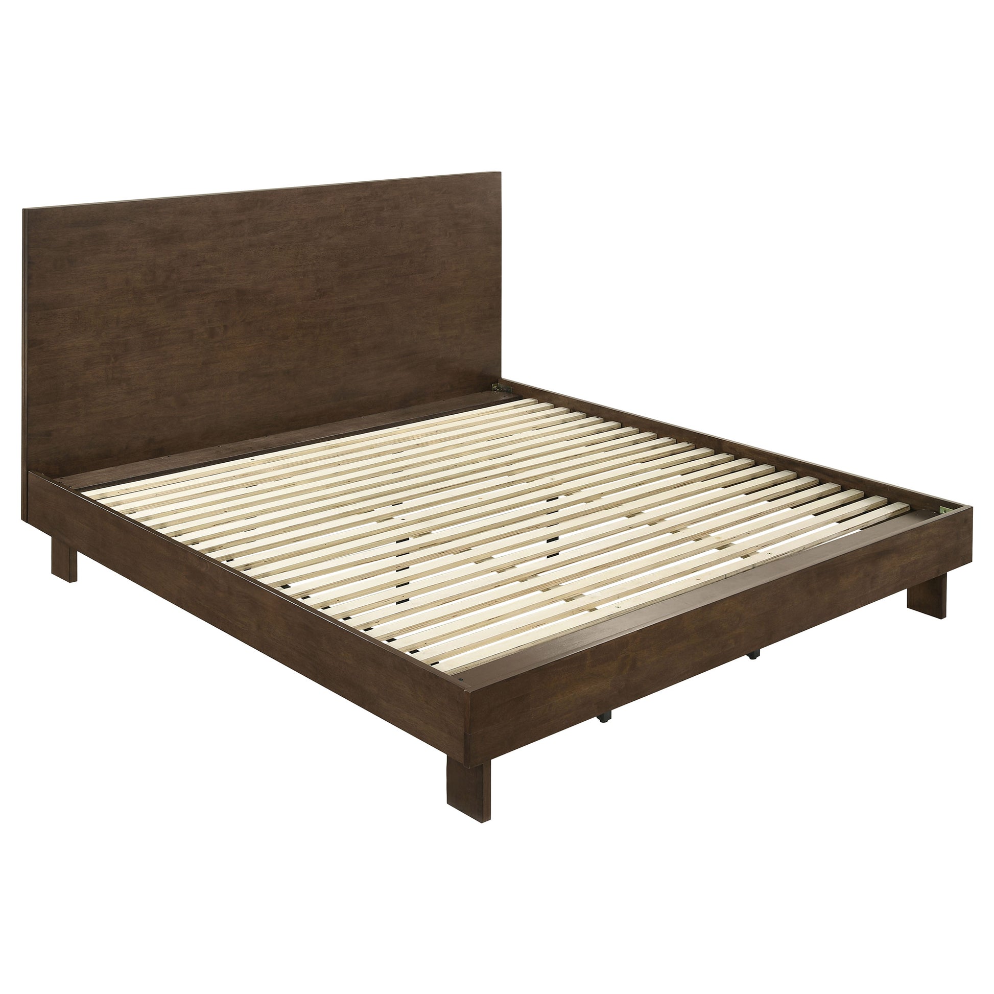 Eastern King Platform Bed - Brown Wood Frame