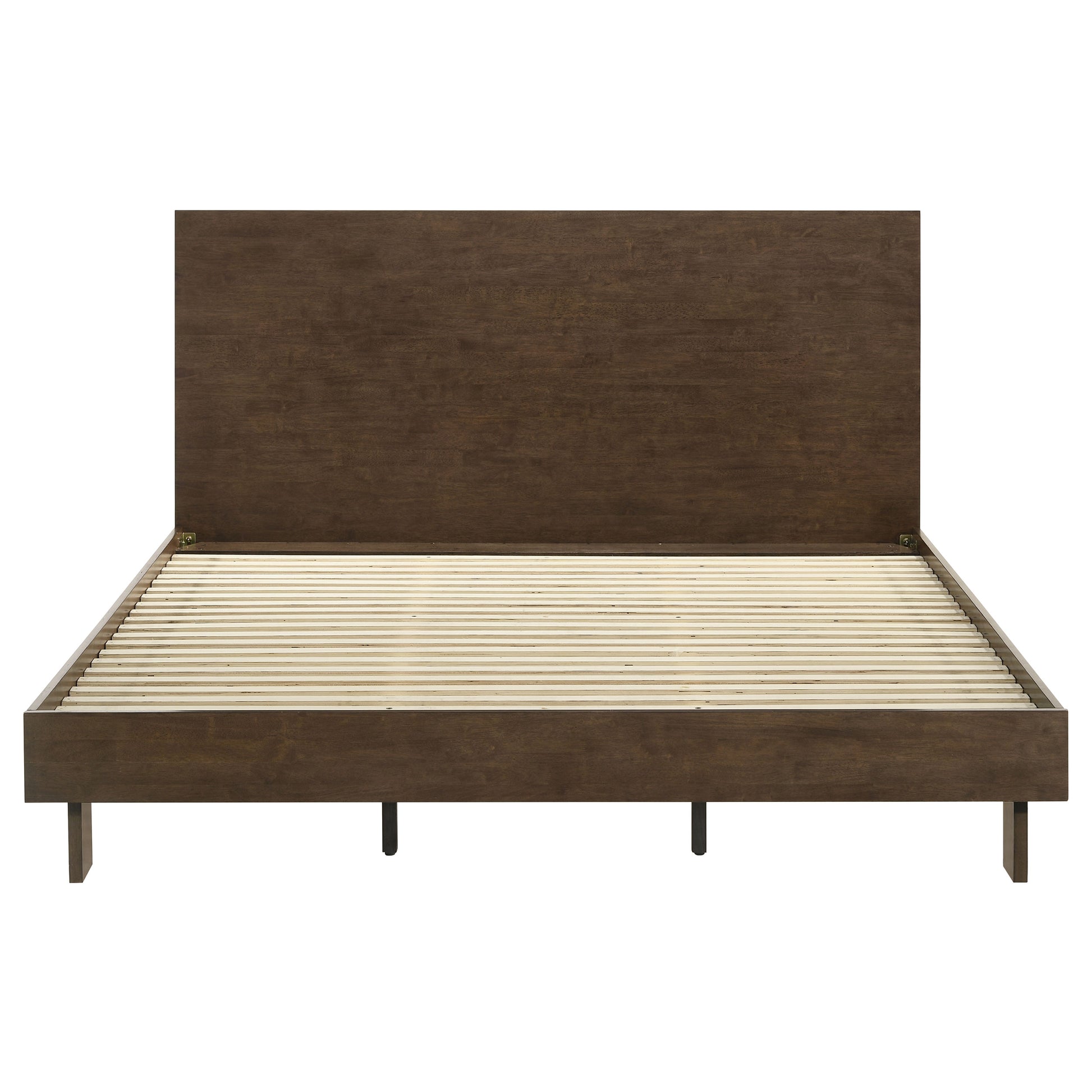 Eastern King Platform Bed - Brown Wood Frame