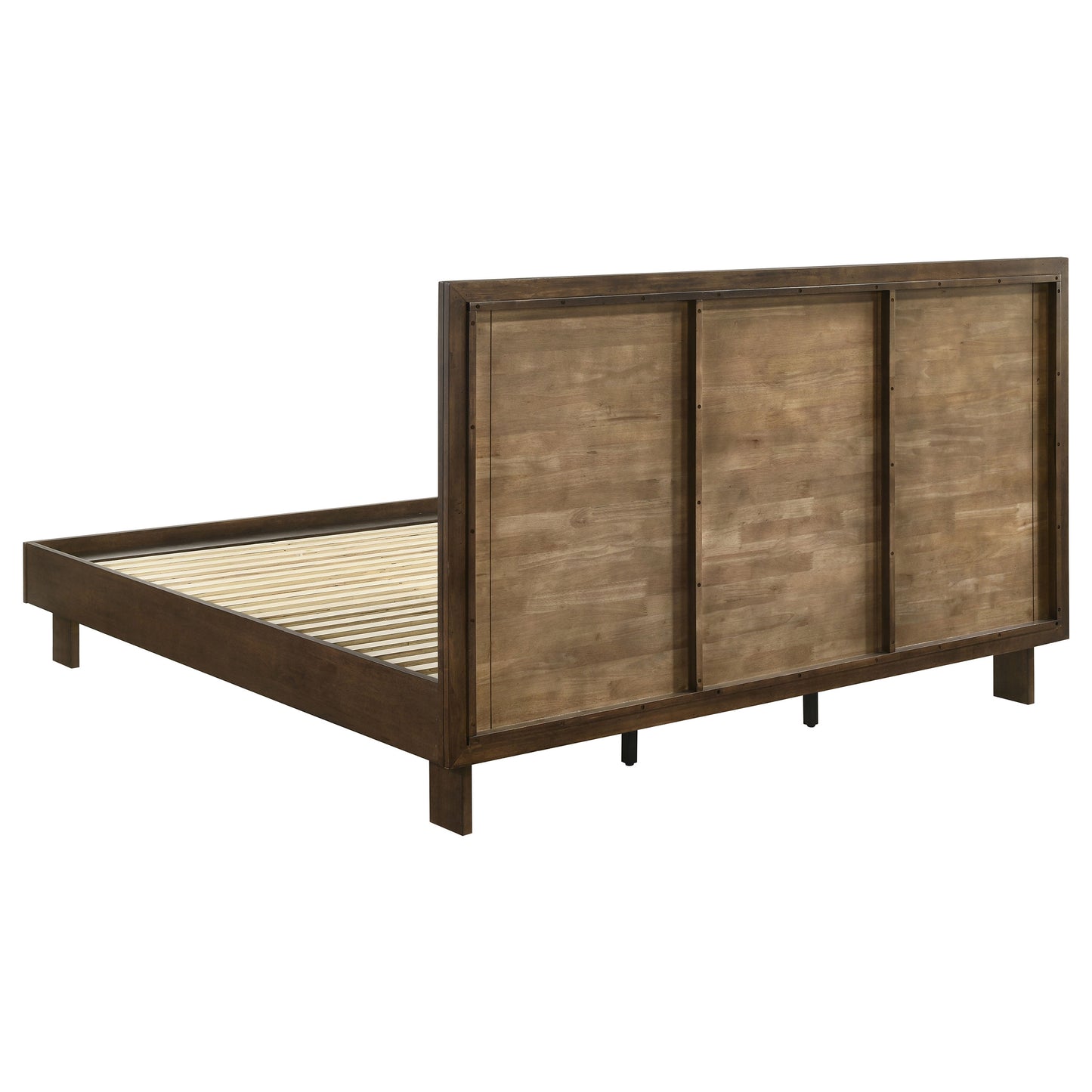 Eastern King Platform Bed - Brown Wood Frame