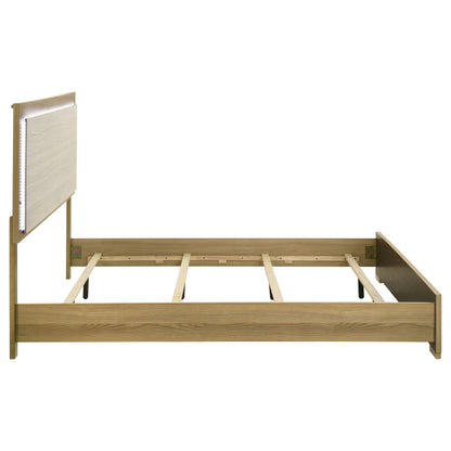 King Panel Bed with Natural Wood Headboard