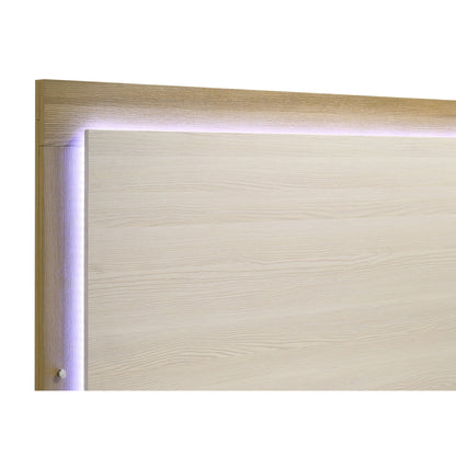 King Panel Bed with Natural Wood Headboard