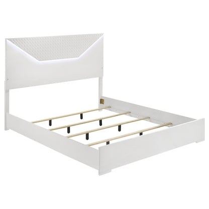 Pierce White High Gloss LED Headboard King Bed