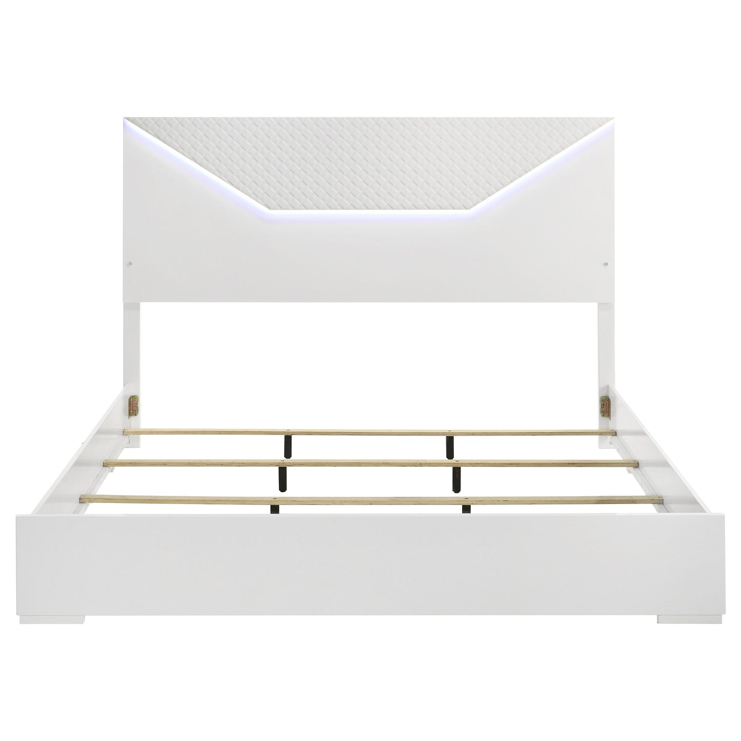 Pierce White High Gloss LED Headboard King Bed