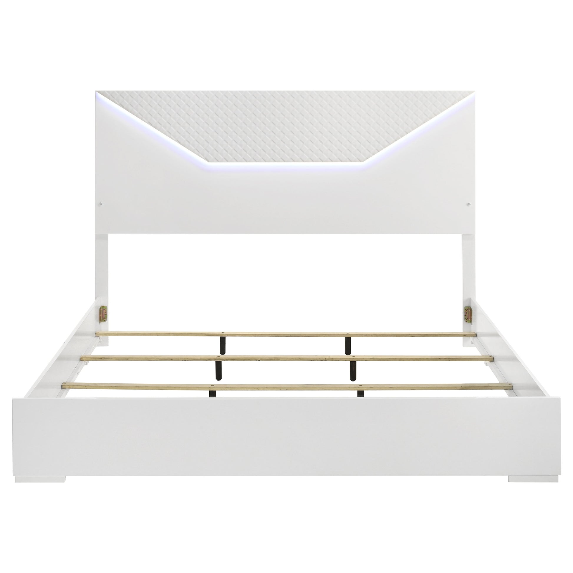 Pierce White High Gloss LED Headboard King Bed