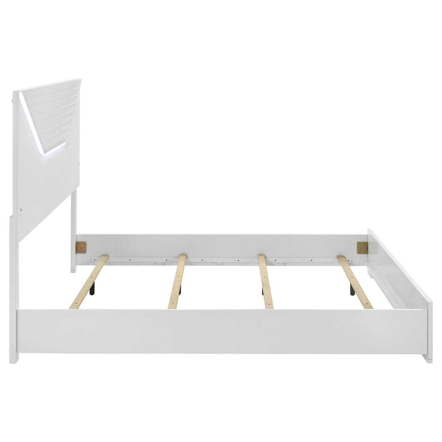 Pierce White High Gloss LED Headboard King Bed