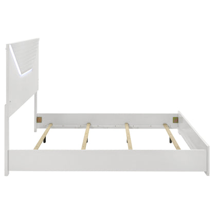 Pierce White High Gloss LED Headboard King Bed