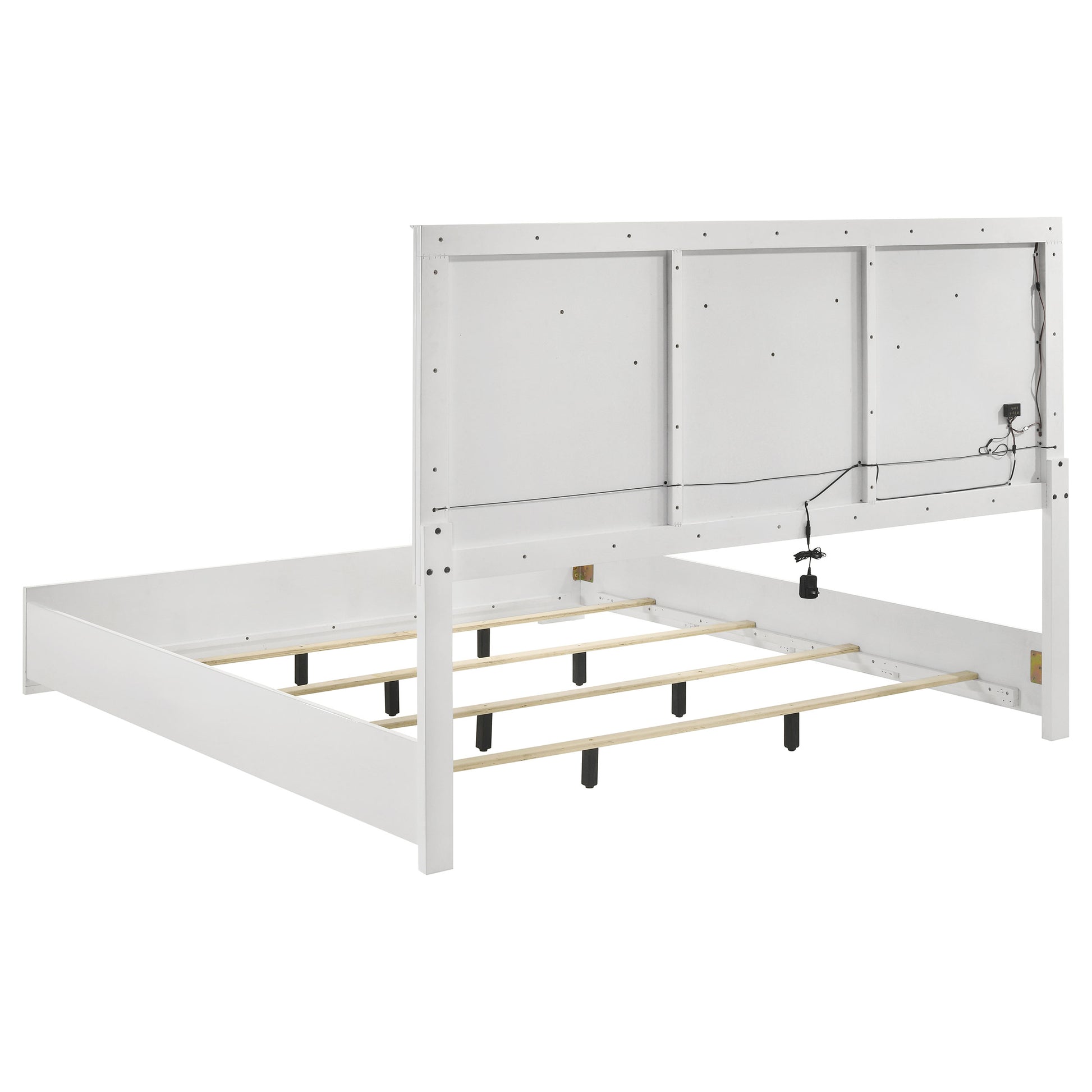 Pierce White High Gloss LED Headboard King Bed