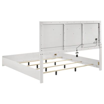 Pierce White High Gloss LED Headboard King Bed