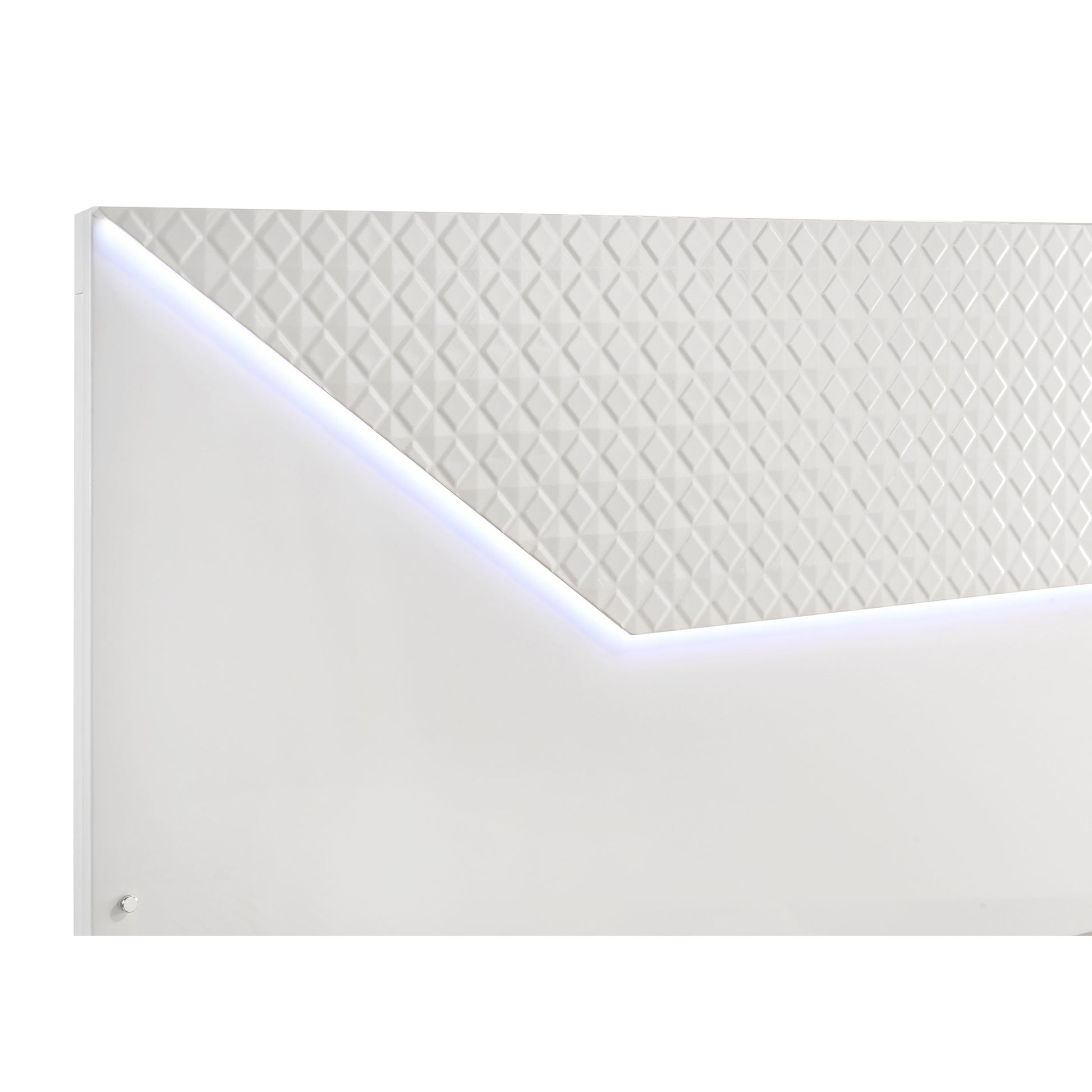 Pierce White High Gloss LED Headboard King Bed