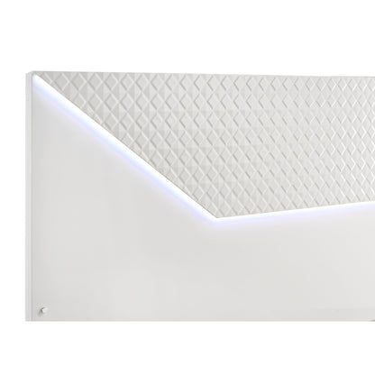 Pierce White High Gloss LED Headboard King Bed
