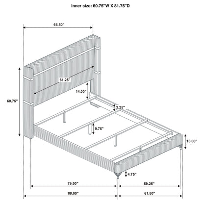 Grey Upholstered Queen Wingback Bed Frame for Modern Bedroom