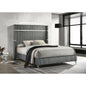 Malcolm Grey Upholstered Queen Wingback Bed