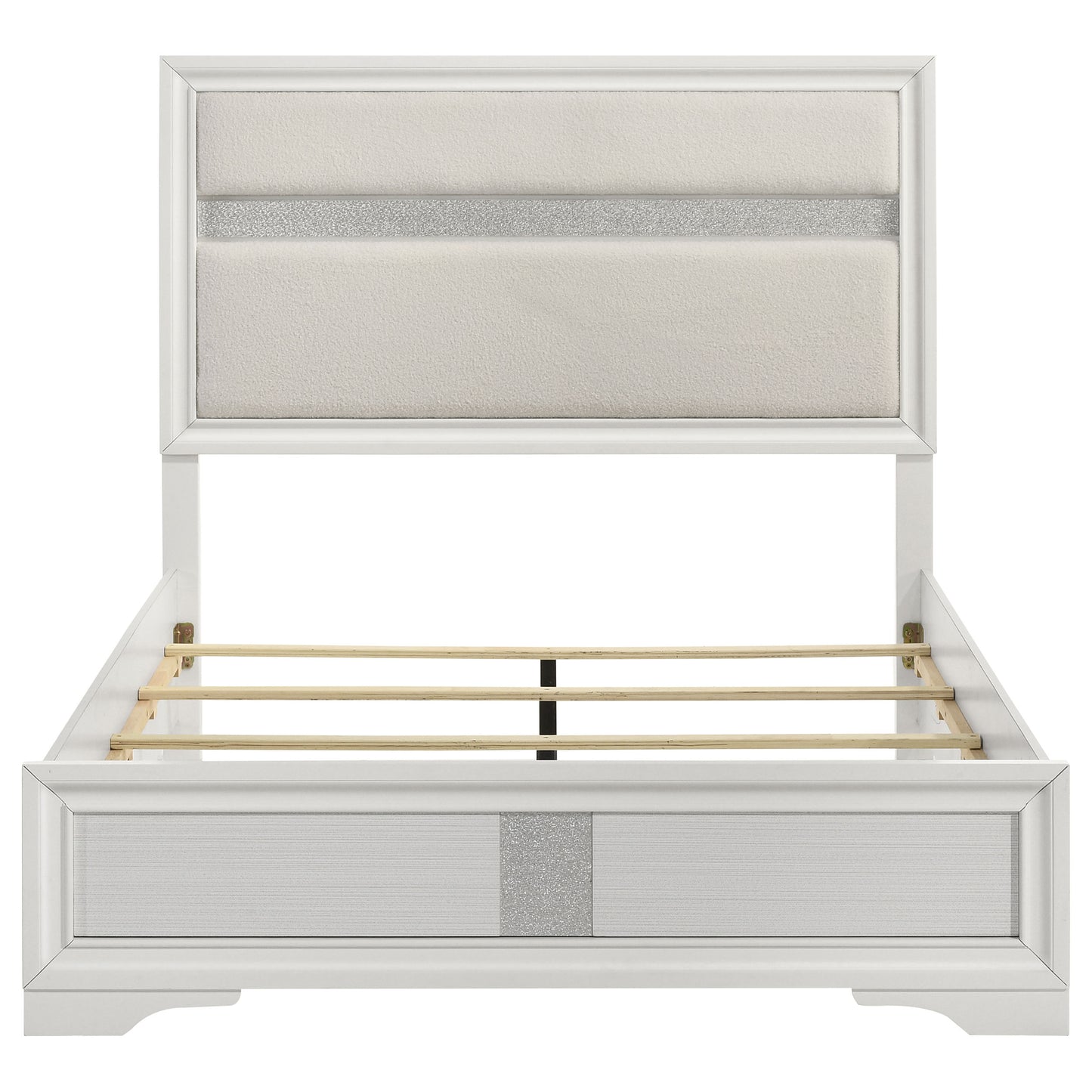 White Full Panel Bed Frame - Contemporary Style