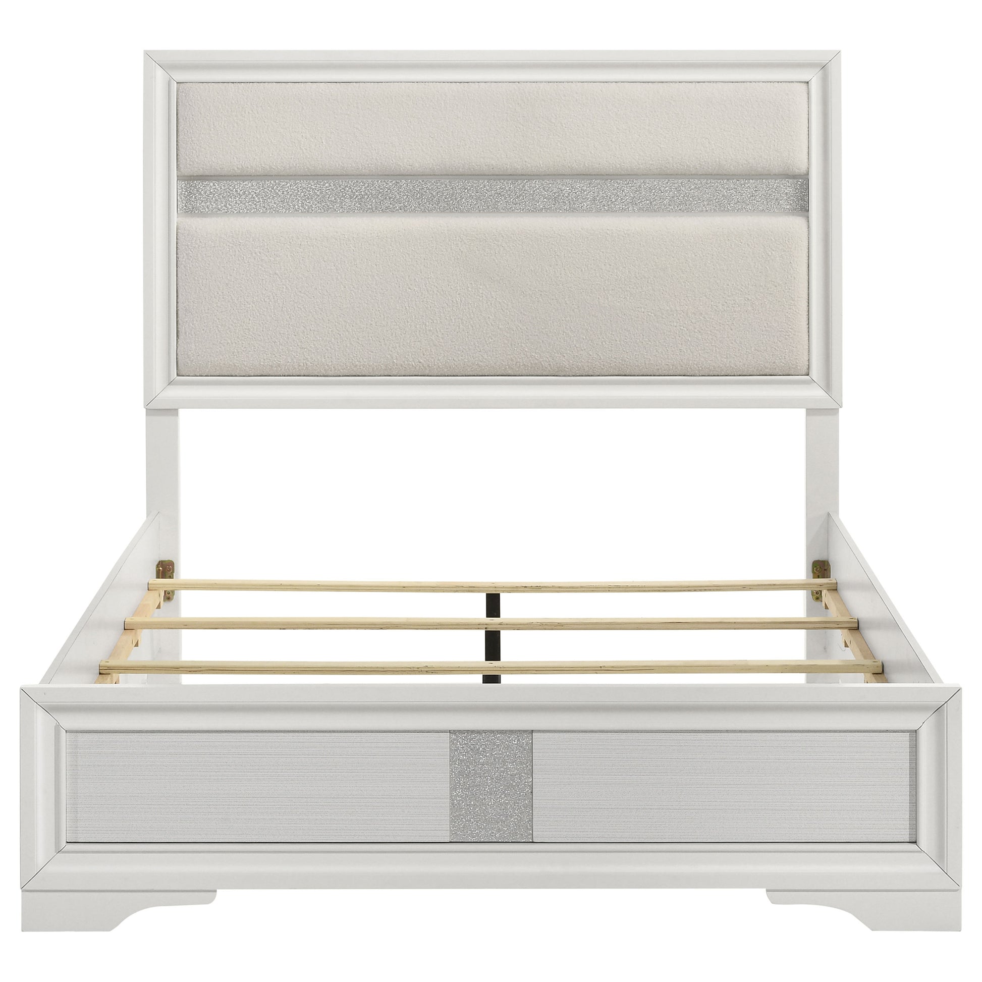 White Full Panel Bed Frame - Contemporary Style