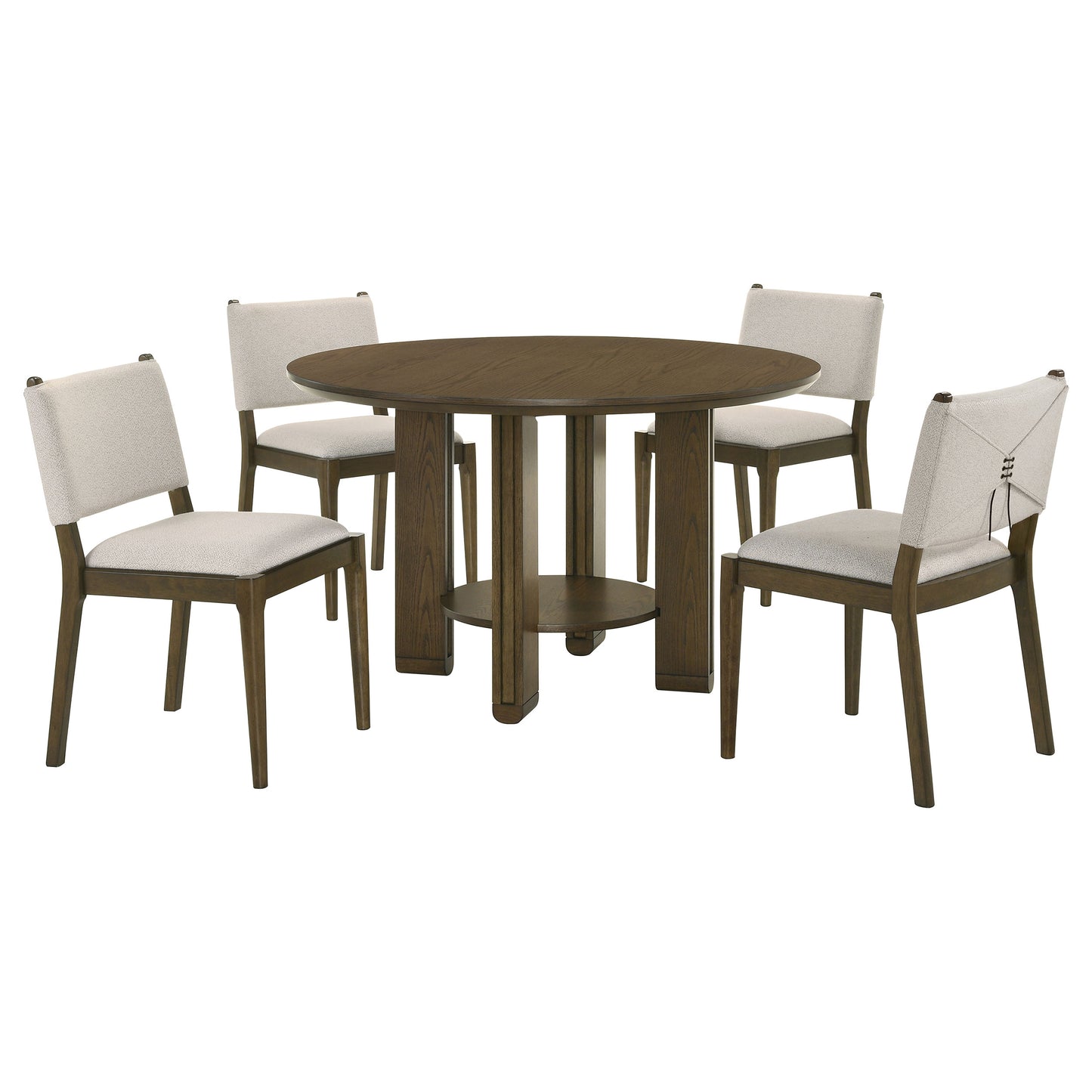 Crispin Brown 5-Piece Round Wood Dining Table Set - Durable & Stylish