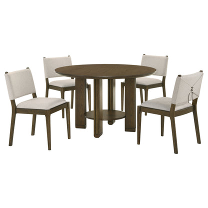 Crispin Brown 5-Piece Round Wood Dining Table Set - Durable & Stylish