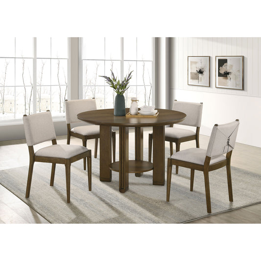 Crispin Brown 5-piece Round Wood Dining Room Table Set