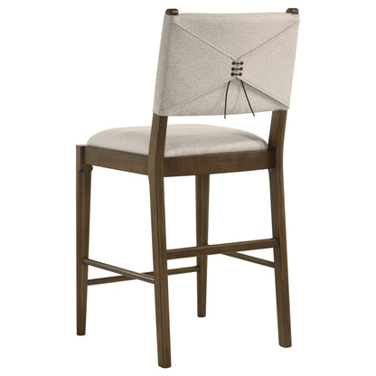 Round Brown Dining Room Set with Open Shelf Storage