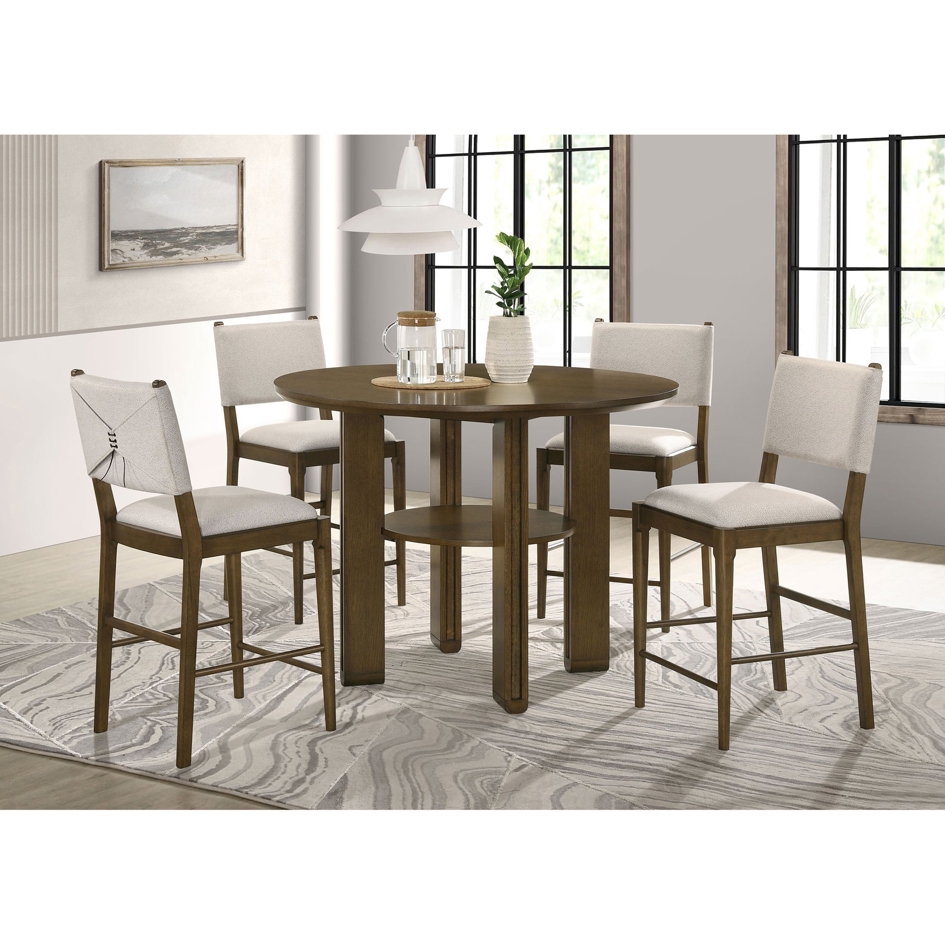 Crispin Brown 5-piece Round Counter Height Dining Room Set