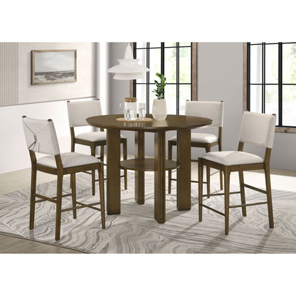 Crispin Brown 5-piece Round Counter Height Dining Room Set
