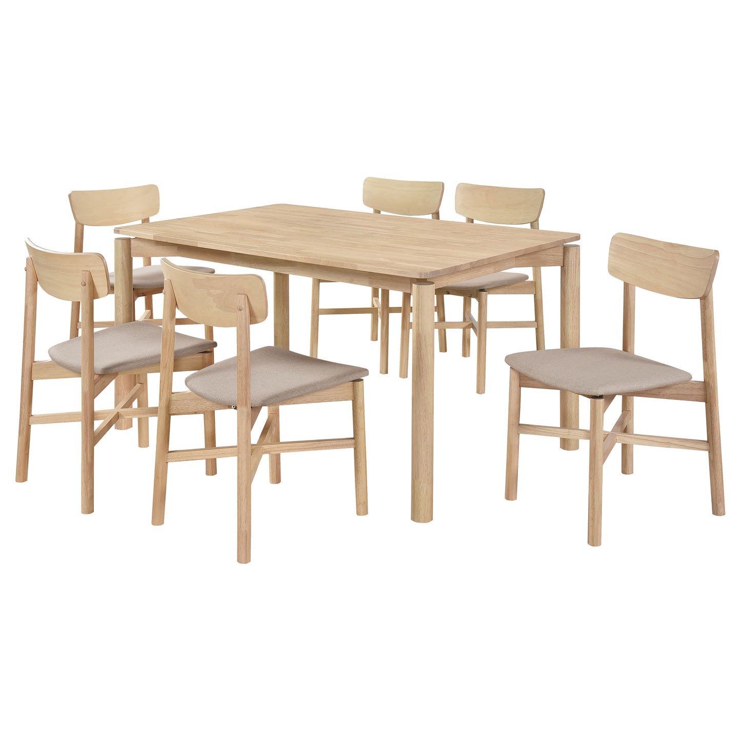 Light Brown Rectangular Dining Table with 6 Chairs