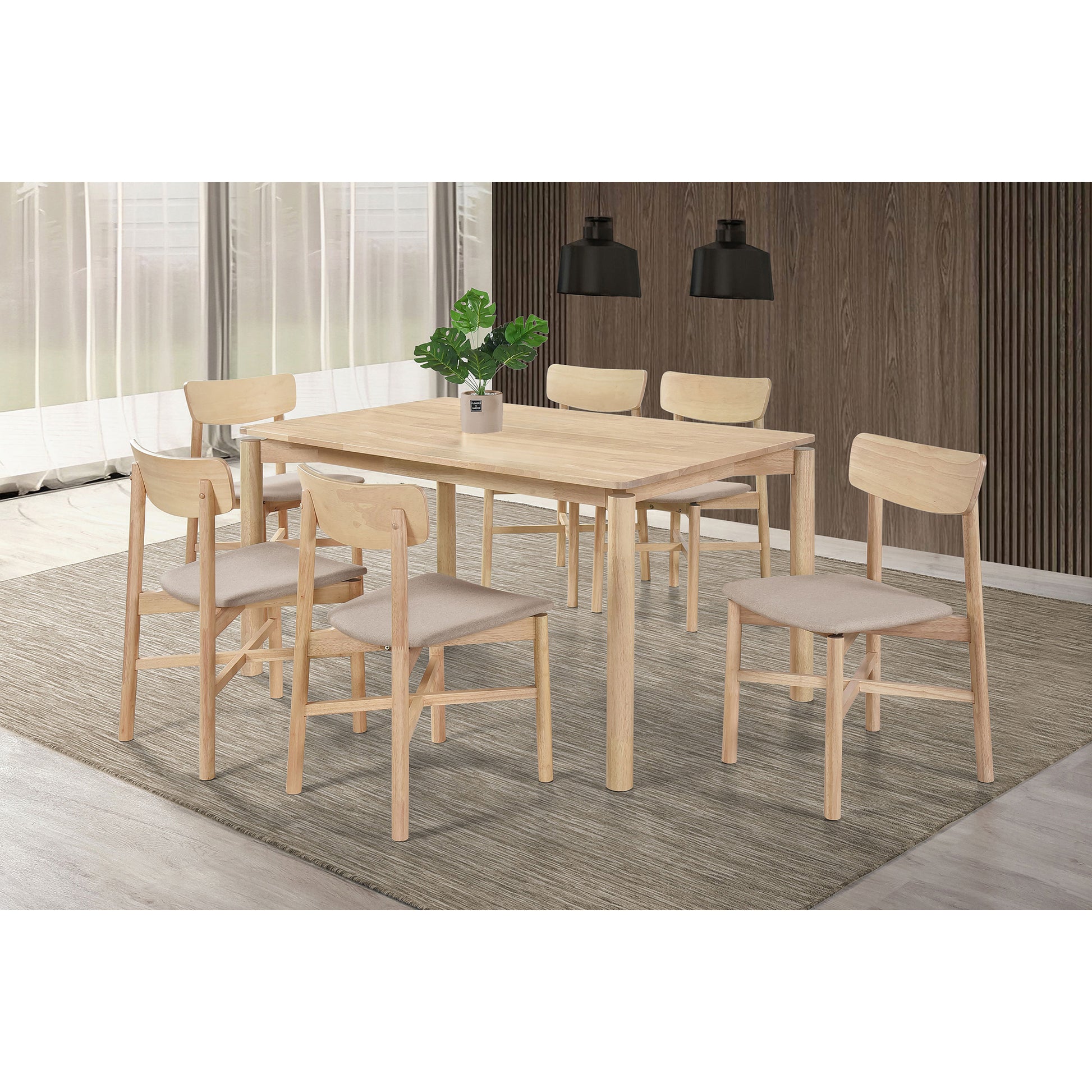 Svenstra White Washed 7-piece Wood Dining Set