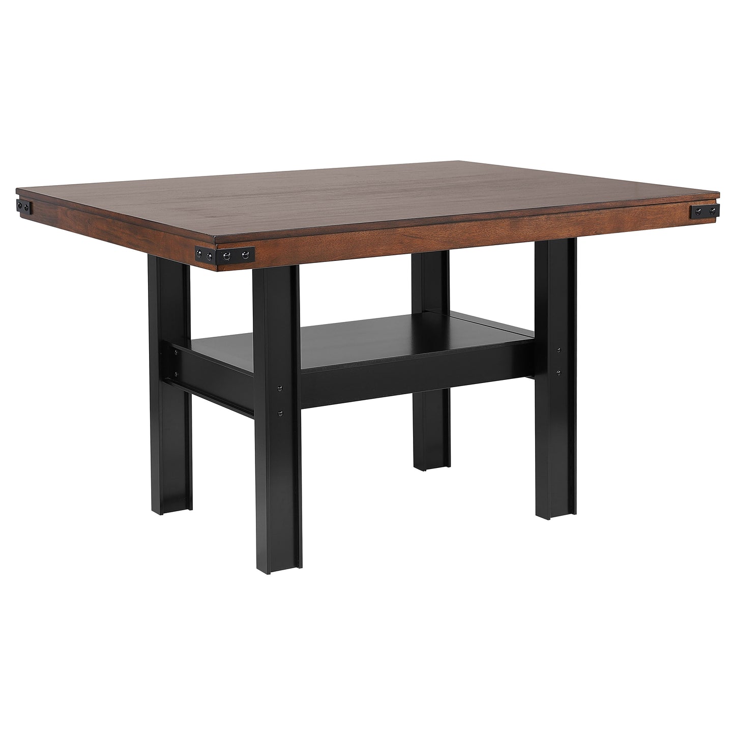 Industrial Oak Counter Height Dining Set with Storage Shelf