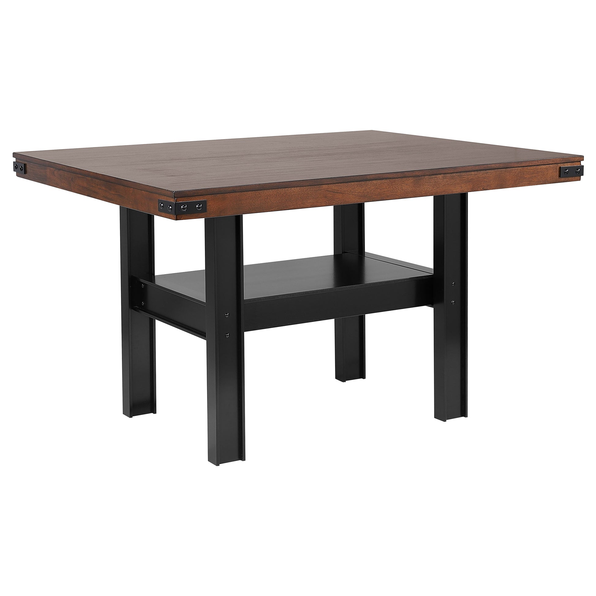 Industrial Oak Counter Height Dining Set with Storage Shelf