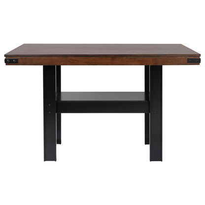 Industrial Oak Counter Height Dining Set with Storage Shelf