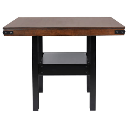Industrial Oak Counter Height Dining Set with Storage Shelf