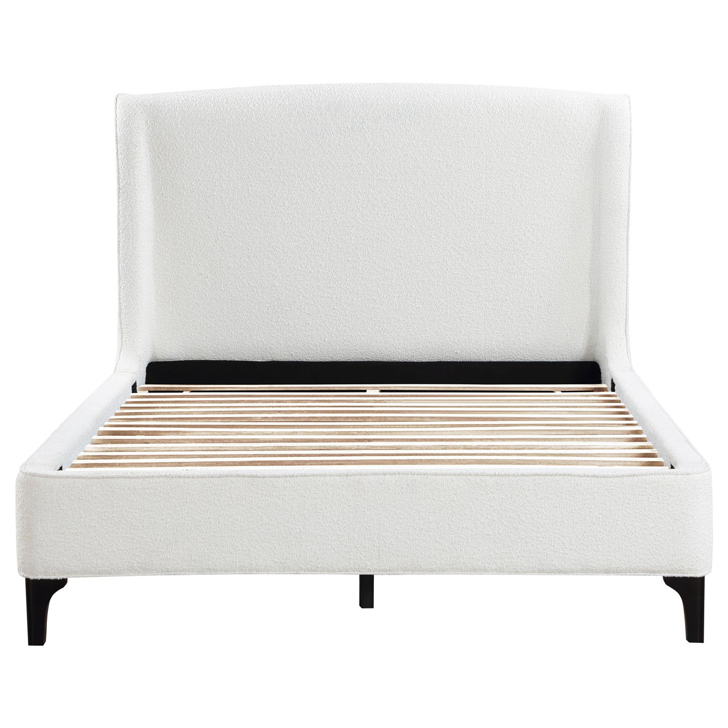 Queen Ivory Upholstered Wingback Bed Frame