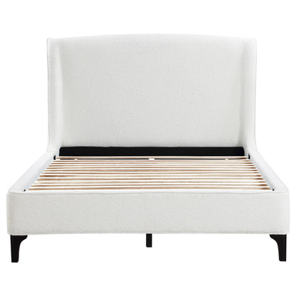 Queen Ivory Upholstered Wingback Bed Frame
