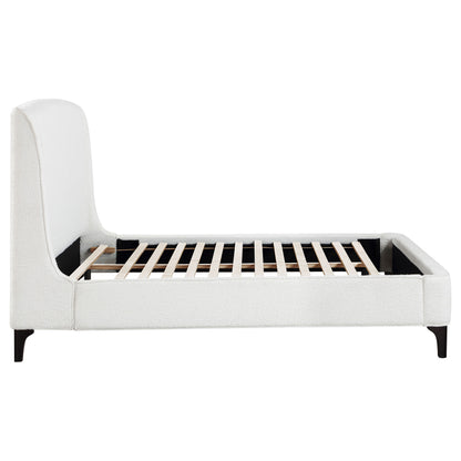 Queen Ivory Upholstered Wingback Bed Frame