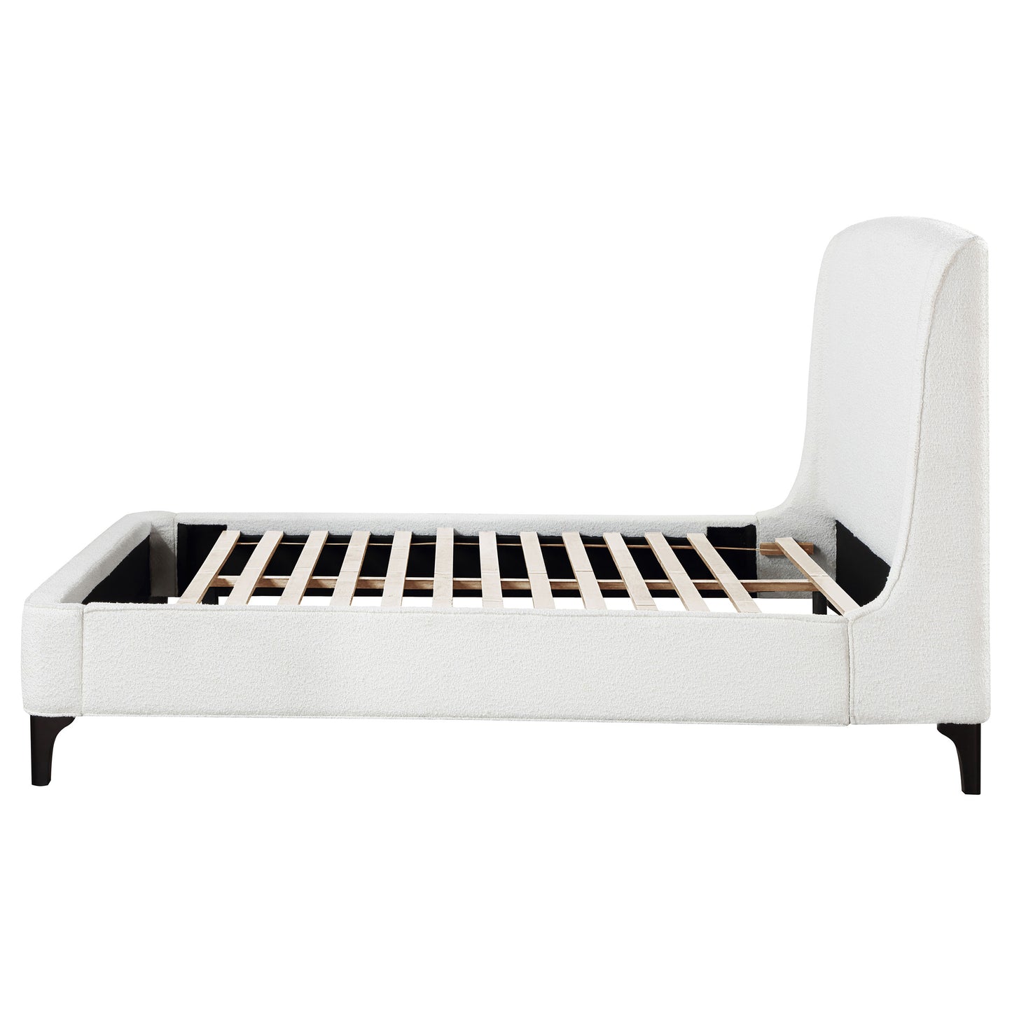 Queen Ivory Upholstered Wingback Bed Frame