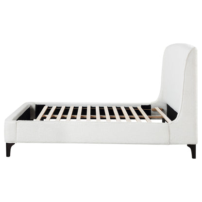 Queen Ivory Upholstered Wingback Bed Frame